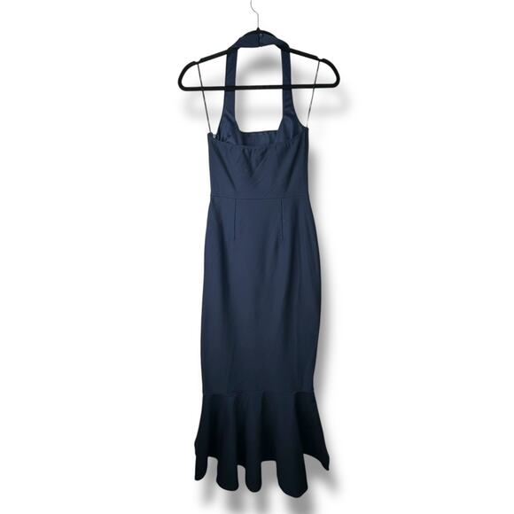 Lulus NWOT Londa Dark Navy Blue Halter Neck Trumpet Bodycon Knit Midi Dress XS - Picture 7 of 10